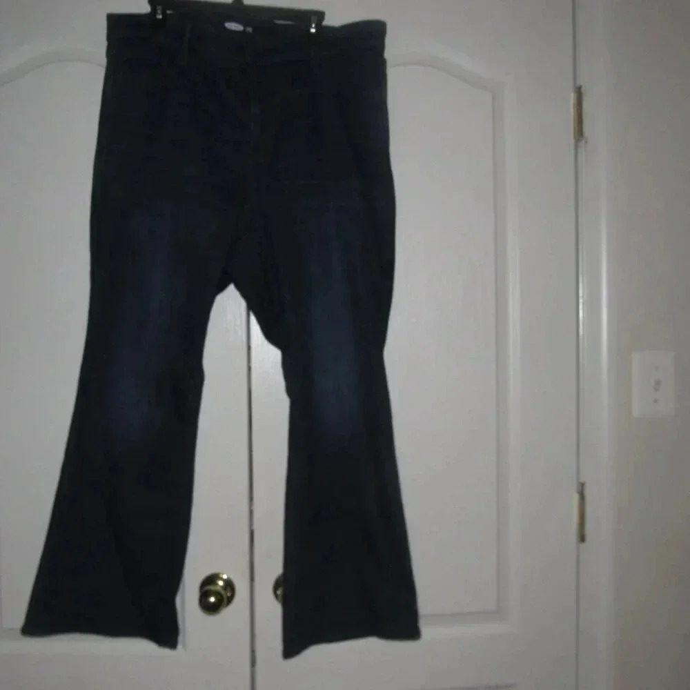 OLD NAVY Flare High Rise Dark Wash Jeans Size 24 Plus Short - Picture 2 of 7